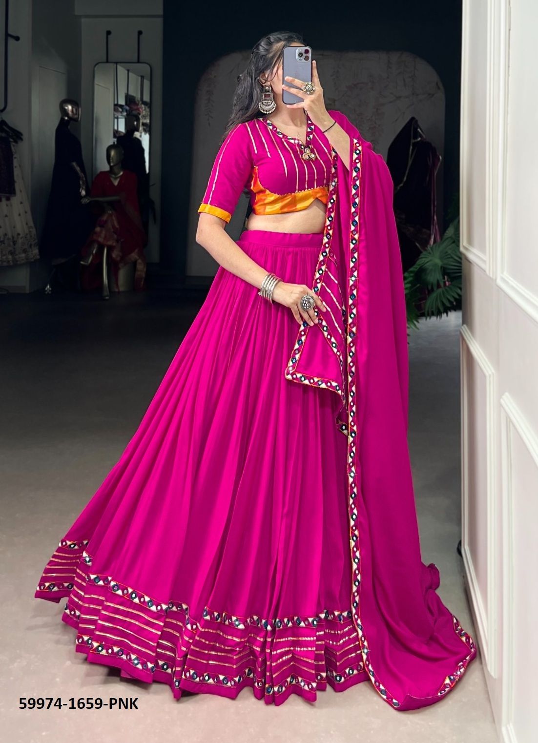 NAVRATRI WEAR 1659 - Catalog # 59974 (Set of 4 Readymade Lehengas) by Brand SERENGETI