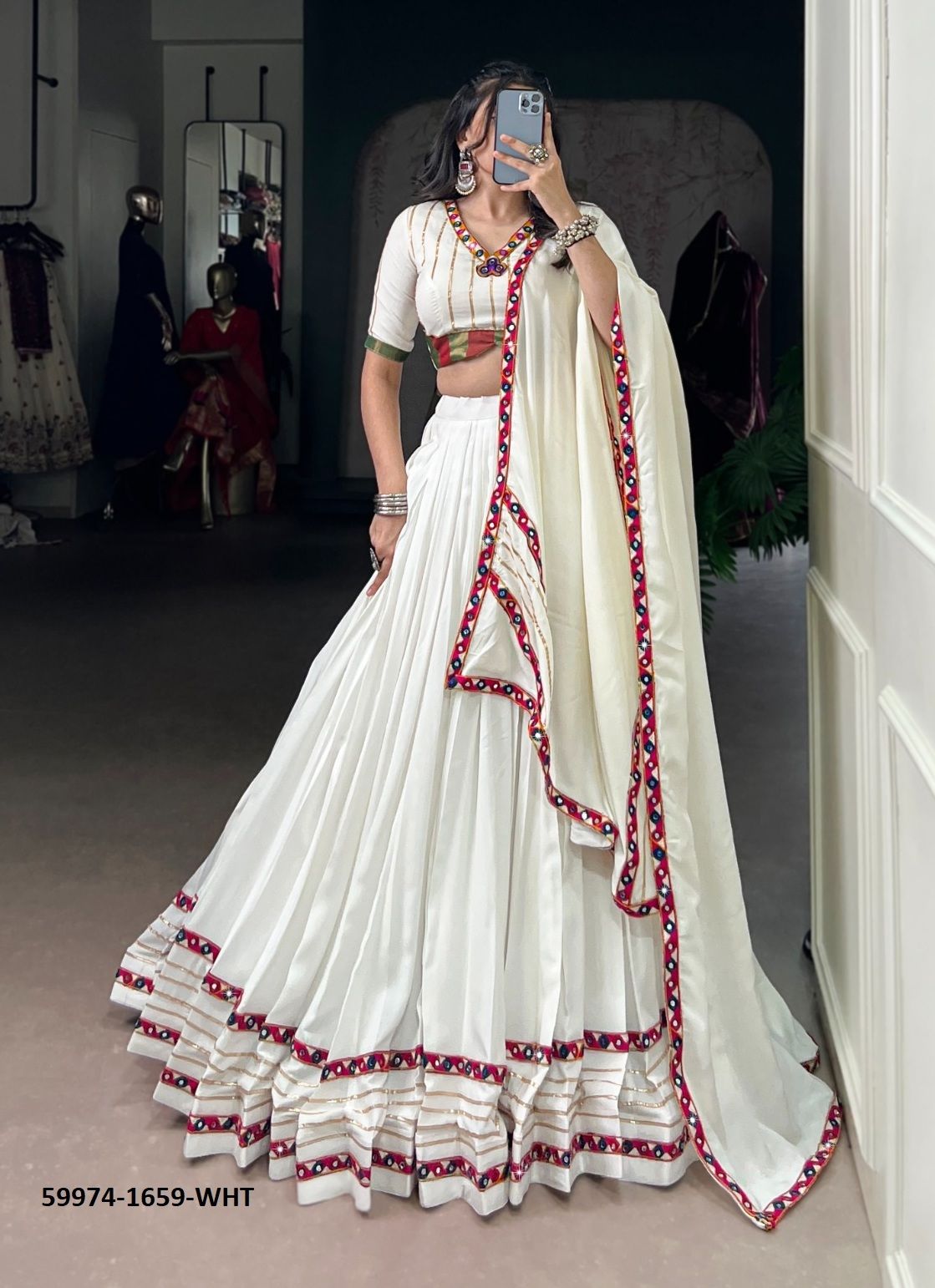NAVRATRI WEAR 1659 - Catalog # 59974 (Set of 4 Readymade Lehengas) by Brand SERENGETI
