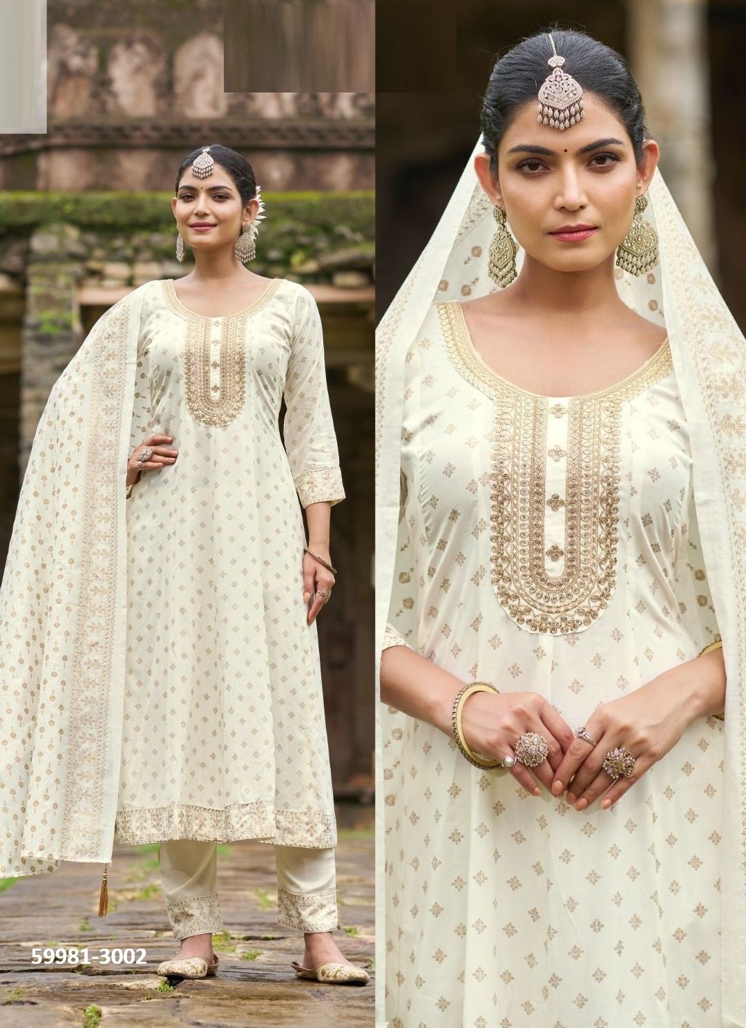 BATU CAVES 3 - Catalog # 59981 (Set of 6 Readymade Salwar Suits) by Brand BLUE HILLS