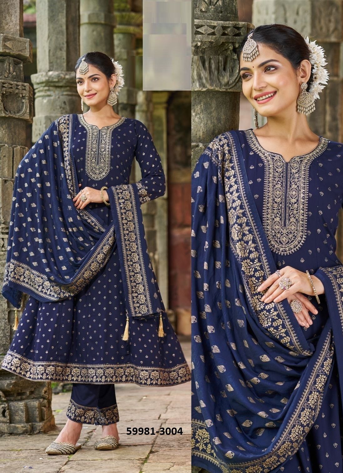 BATU CAVES 3 - Catalog # 59981 (Set of 6 Readymade Salwar Suits) by Brand BLUE HILLS