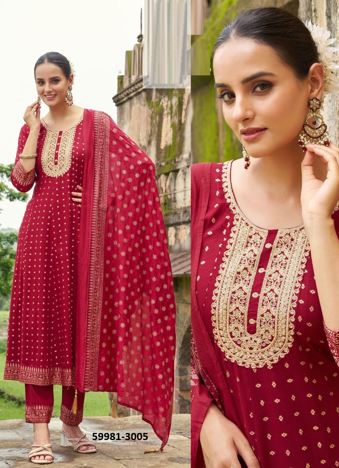 BATU CAVES 3 - Catalog # 59981 (Set of 6 Readymade Salwar Suits) by Brand BLUE HILLS