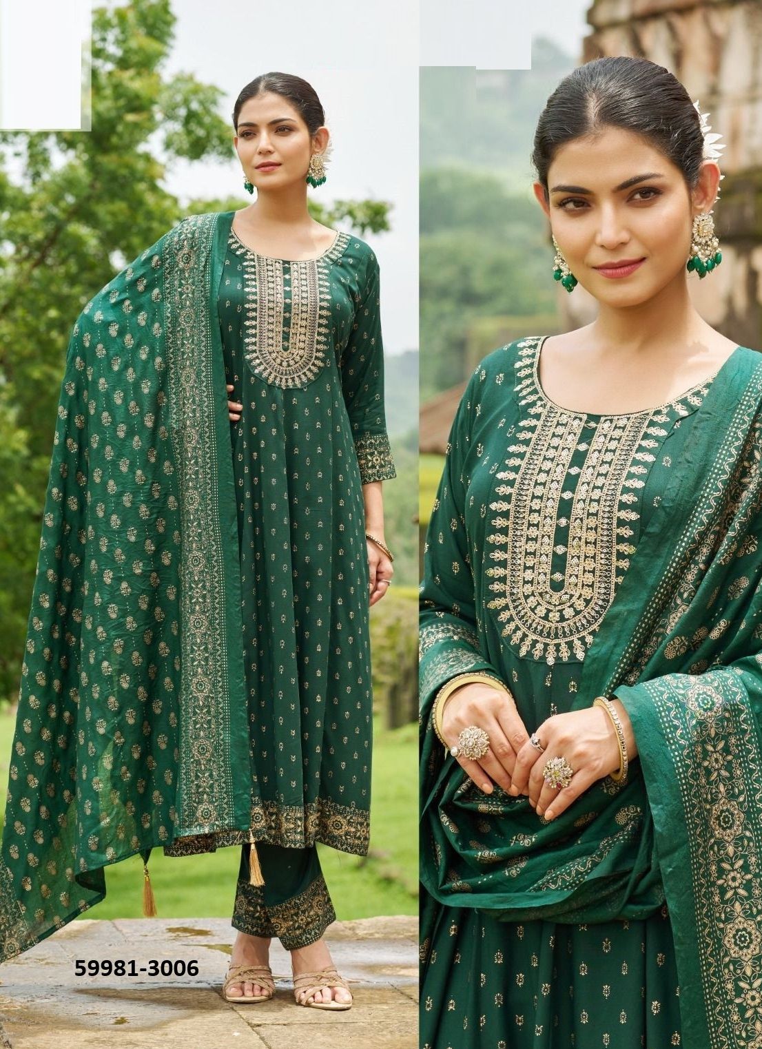 BATU CAVES 3 - Catalog # 59981 (Set of 6 Readymade Salwar Suits) by Brand BLUE HILLS