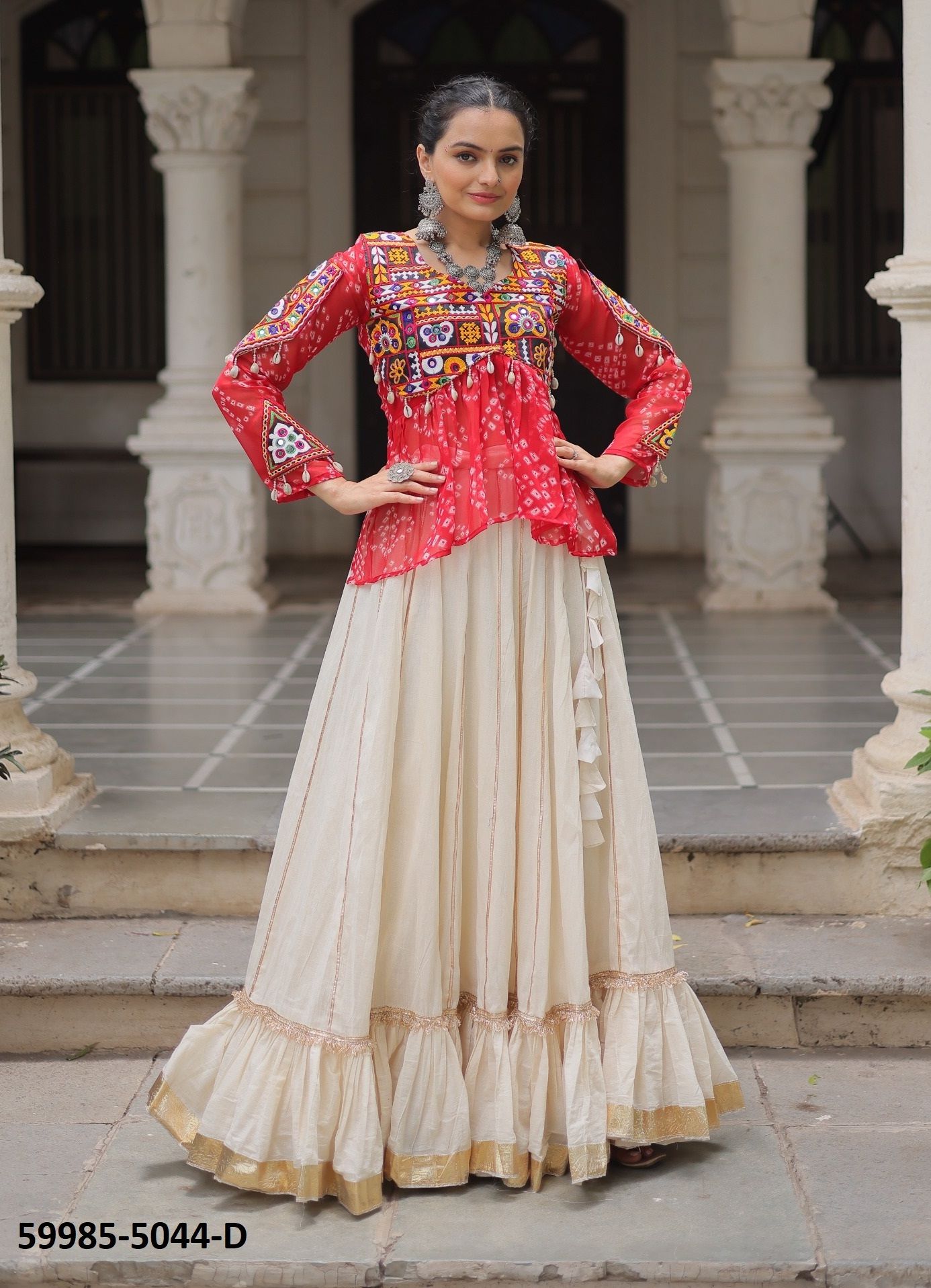NAVRATRI WEAR 5044 - Catalog # 59985 (Set of 5 Readymade Lehengas) by Brand MEHERIYA