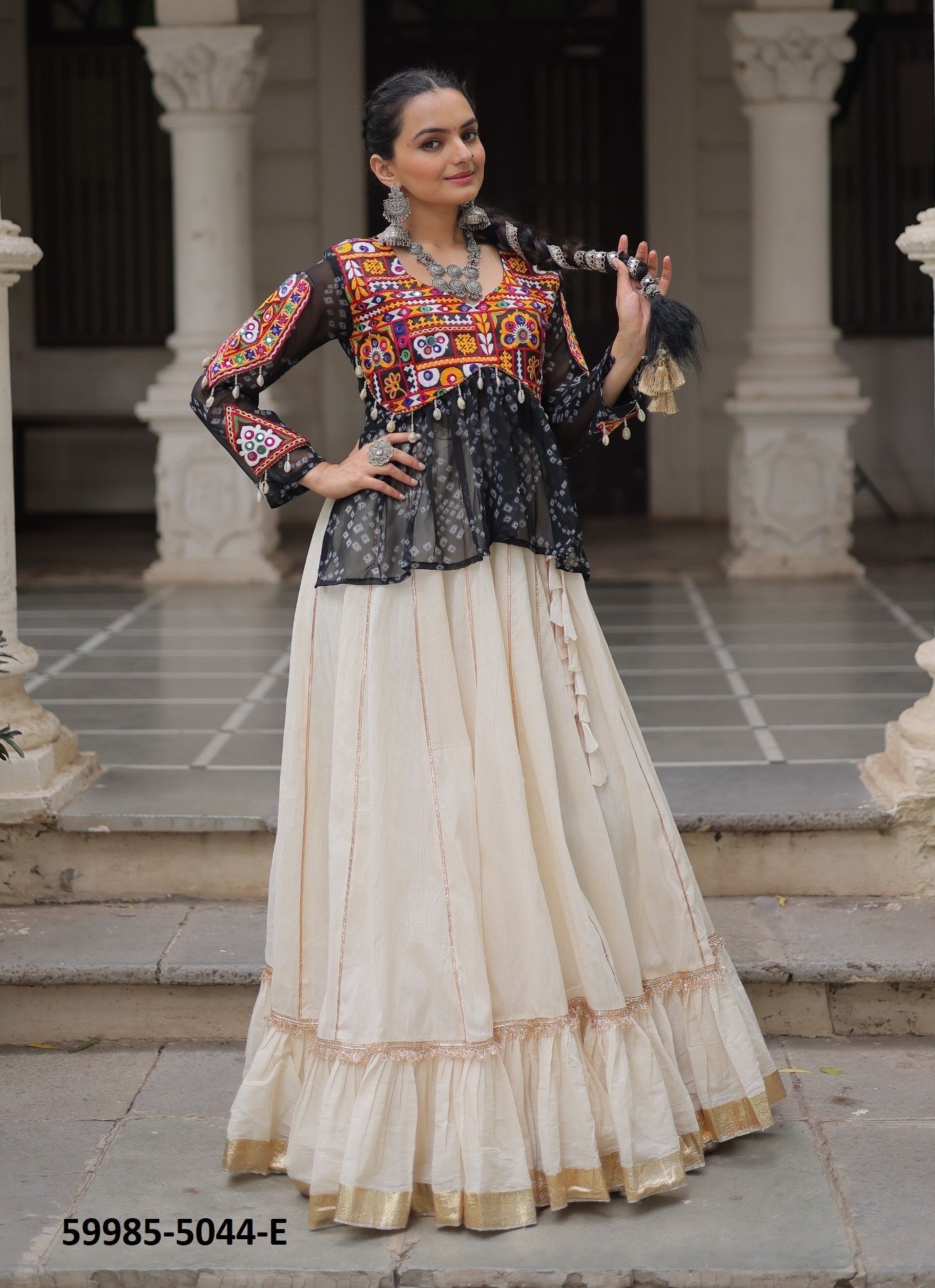 NAVRATRI WEAR 5044 - Catalog # 59985 (Set of 5 Readymade Lehengas) by Brand MEHERIYA