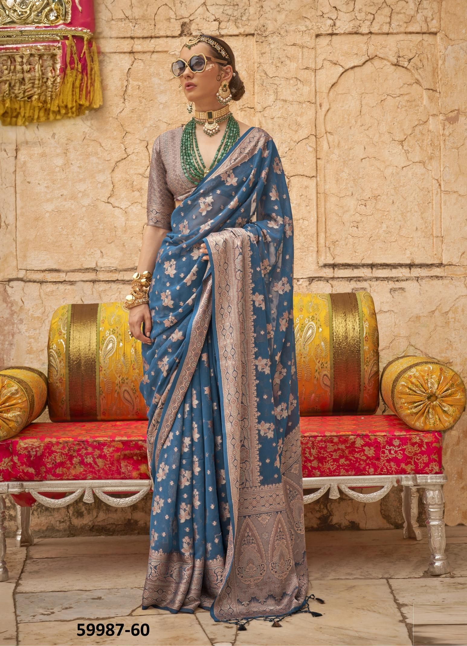 ALAKNANDA - Catalog # 59987 (Set of 6 Sarees) by Brand KRESHVA