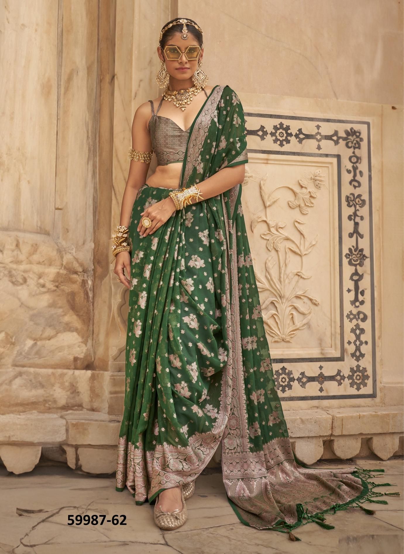 ALAKNANDA - Catalog # 59987 (Set of 6 Sarees) by Brand KRESHVA