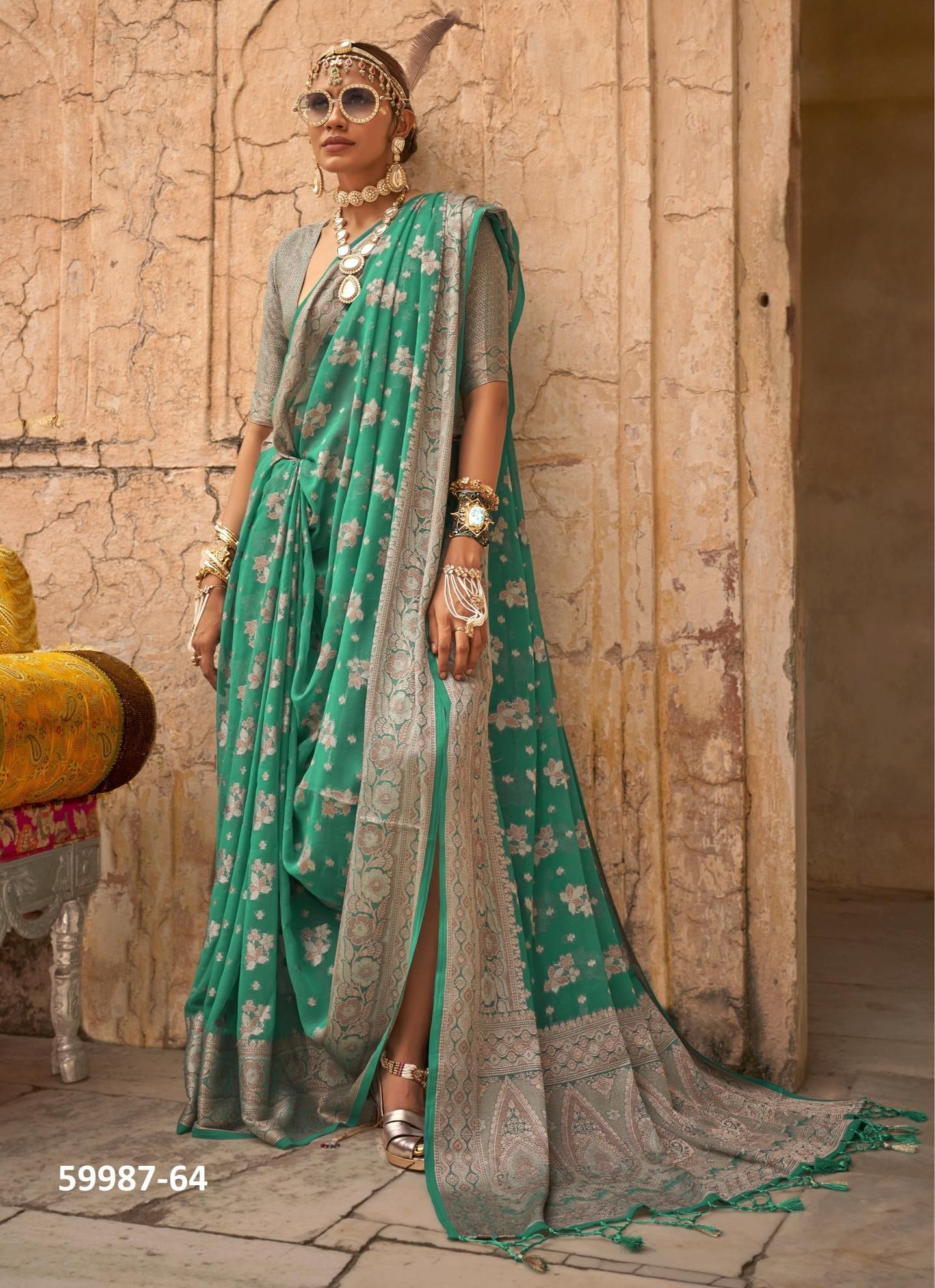ALAKNANDA - Catalog # 59987 (Set of 6 Sarees) by Brand KRESHVA