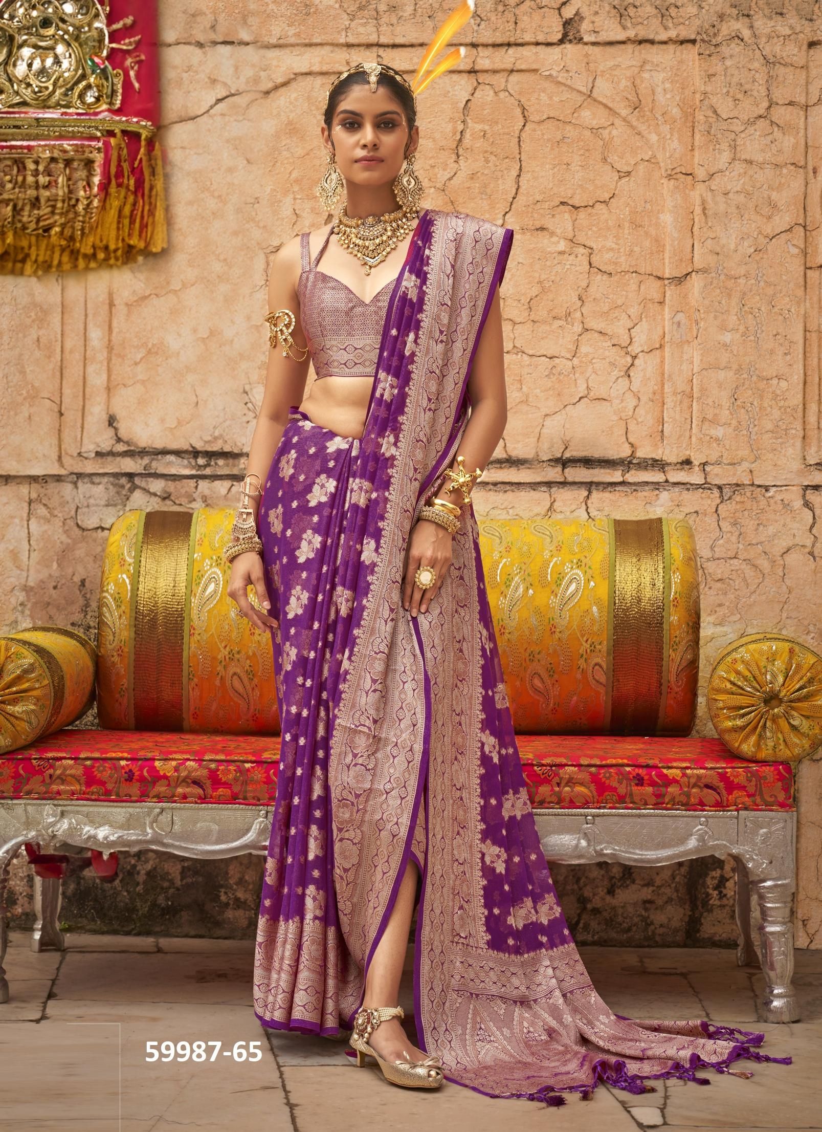 ALAKNANDA - Catalog # 59987 (Set of 6 Sarees) by Brand KRESHVA