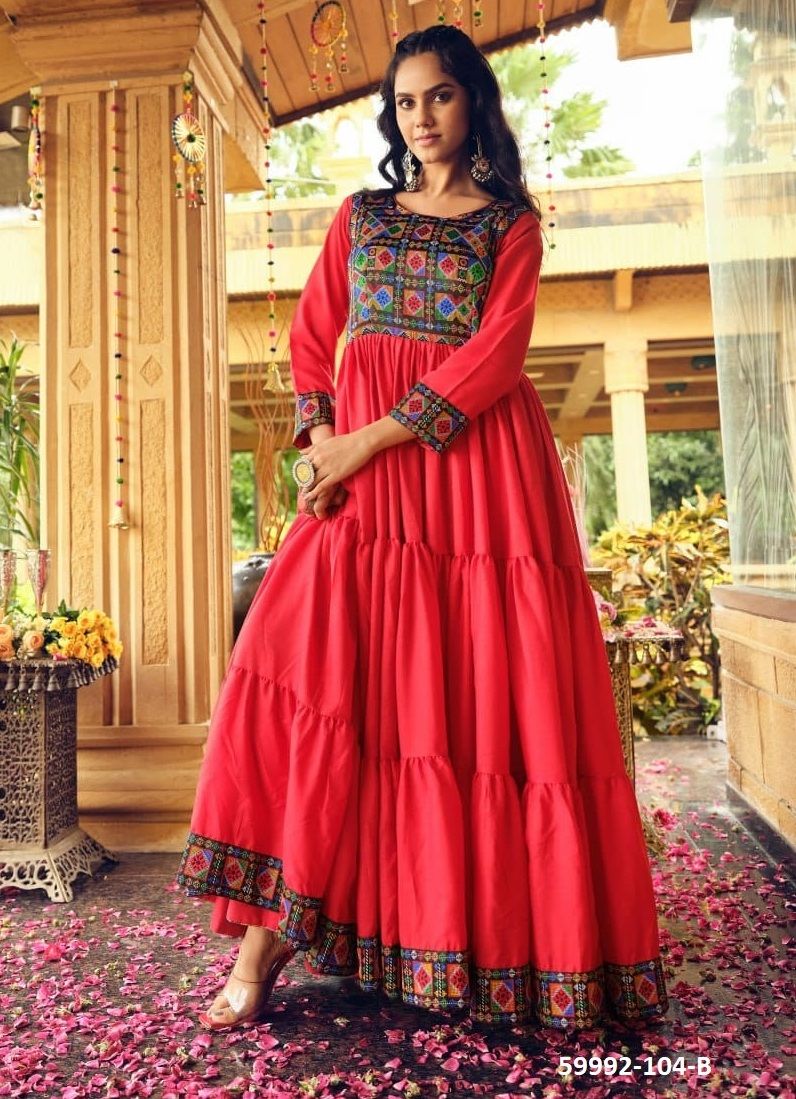 NAVRATRI WEAR 104 - Catalog # 59992 (Set of 3 Readymade Gowns) by Brand AABHARAN