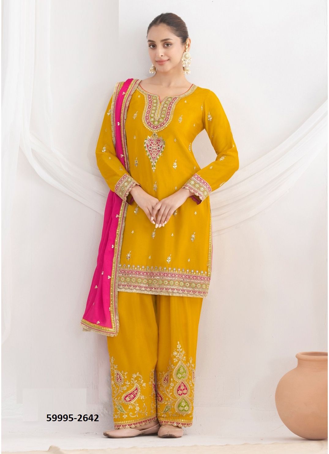 DAUR - Catalog # 59995 (Set of 4 Readymade Salwar Suits) by Brand GULZAR COUTURE