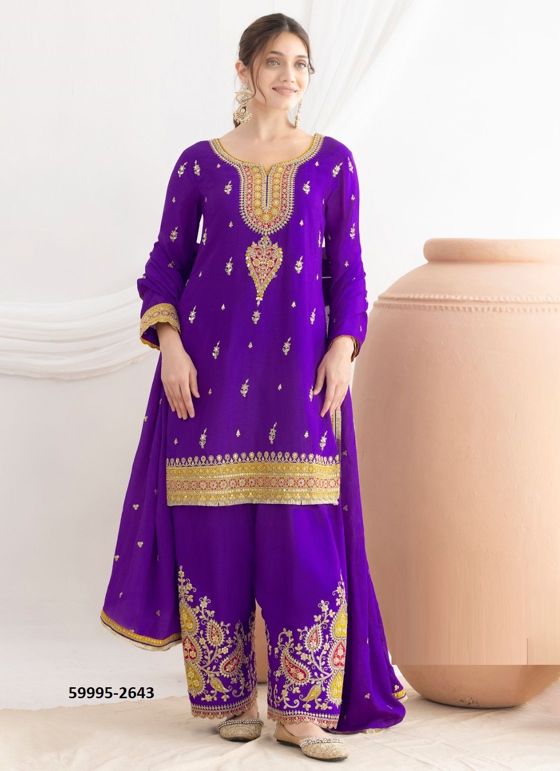 DAUR - Catalog # 59995 (Set of 4 Readymade Salwar Suits) by Brand GULZAR COUTURE