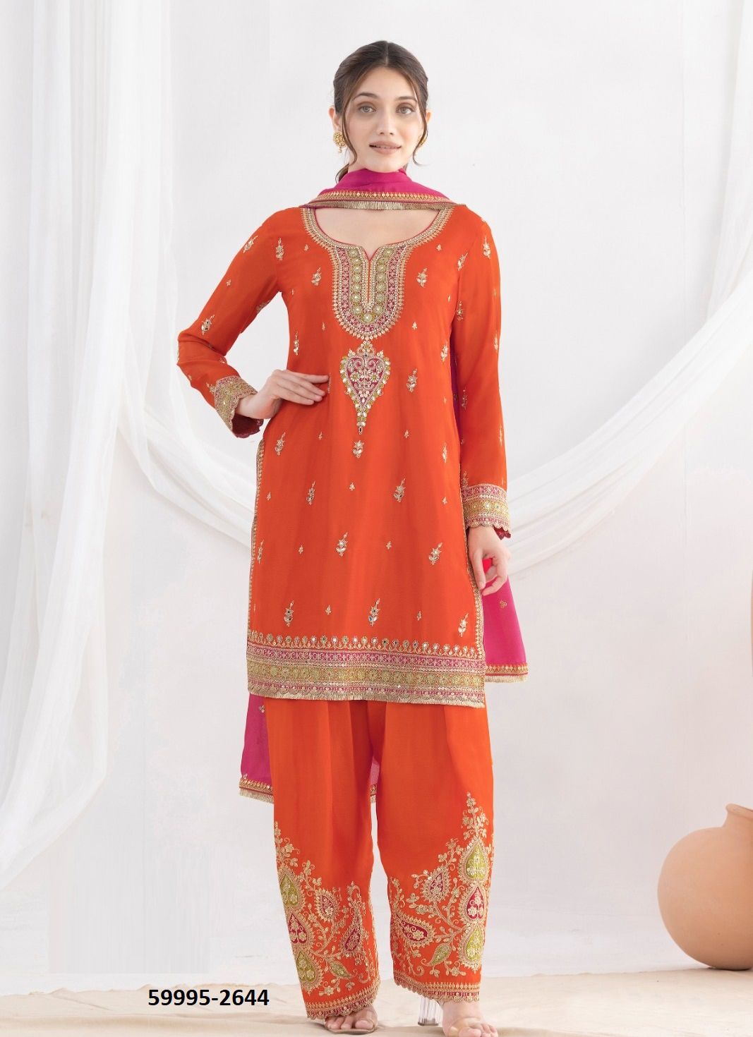 DAUR - Catalog # 59995 (Set of 4 Readymade Salwar Suits) by Brand GULZAR COUTURE