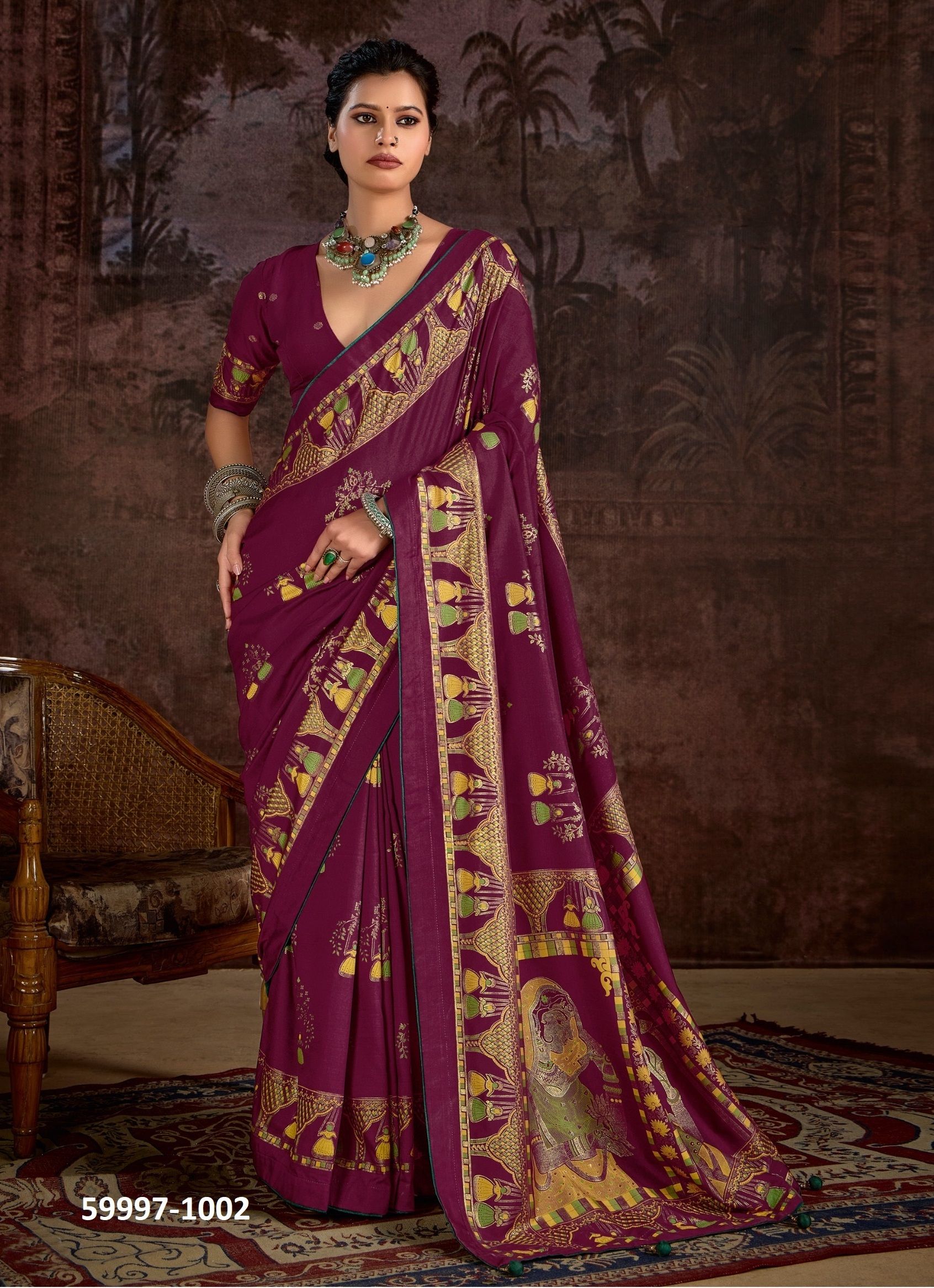 RAJWADI SILK - Catalog # 59997 (Set of 6 Sarees) by Brand SHUBH SHREE CREATIONS