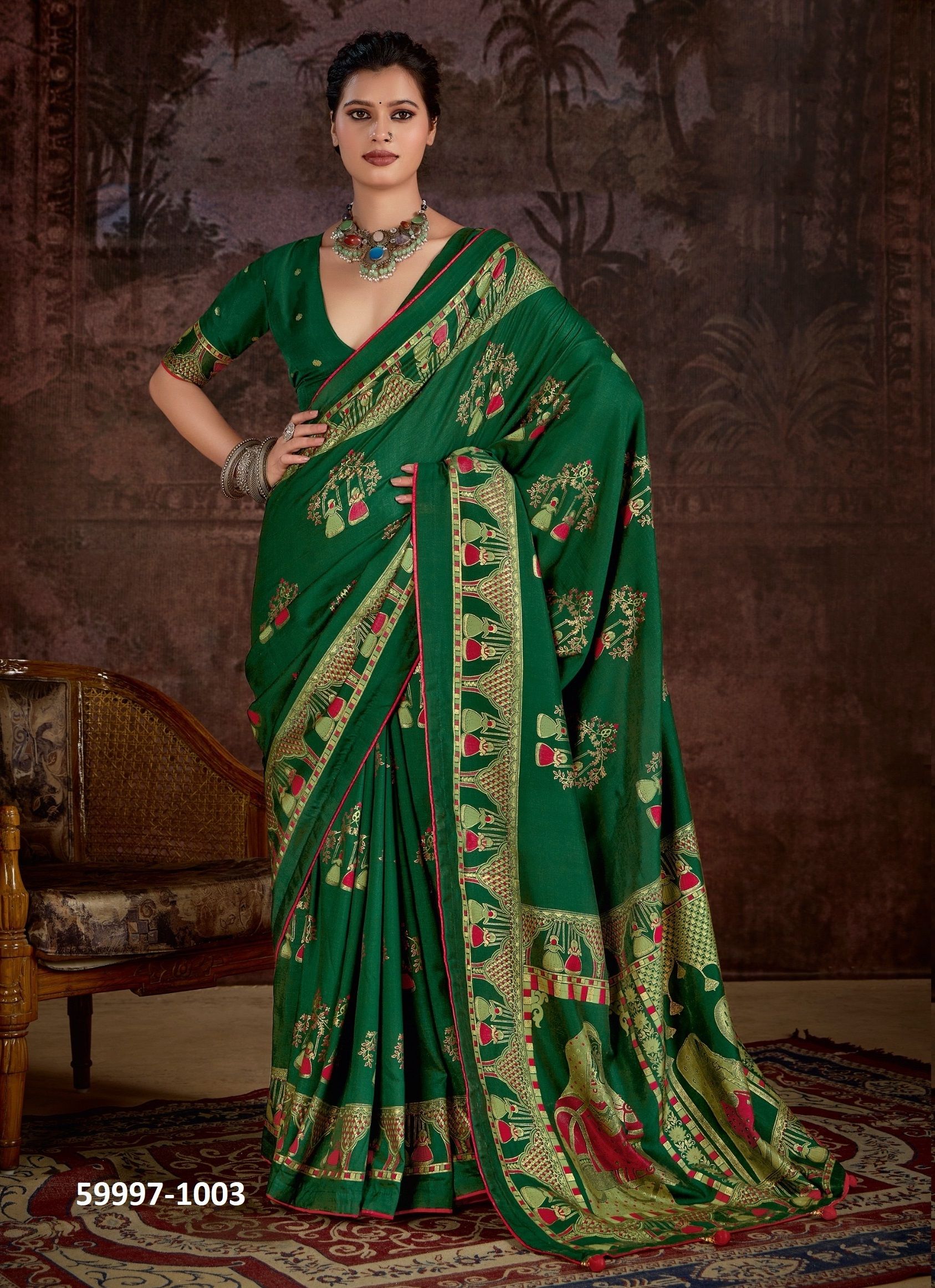 RAJWADI SILK - Catalog # 59997 (Set of 6 Sarees) by Brand SHUBH SHREE CREATIONS