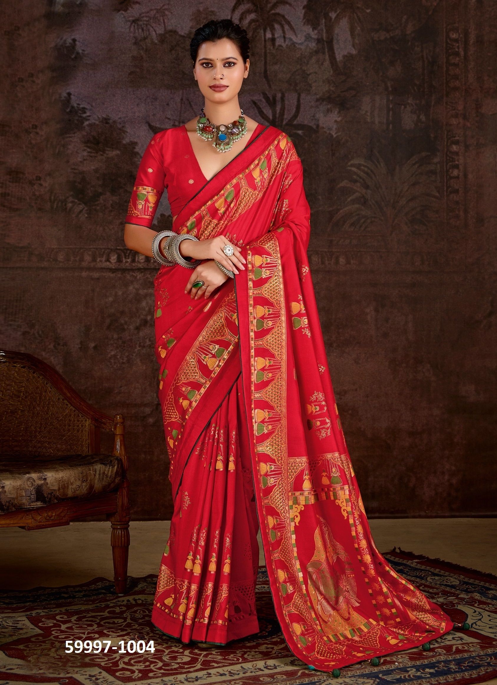 RAJWADI SILK - Catalog # 59997 (Set of 6 Sarees) by Brand SHUBH SHREE CREATIONS