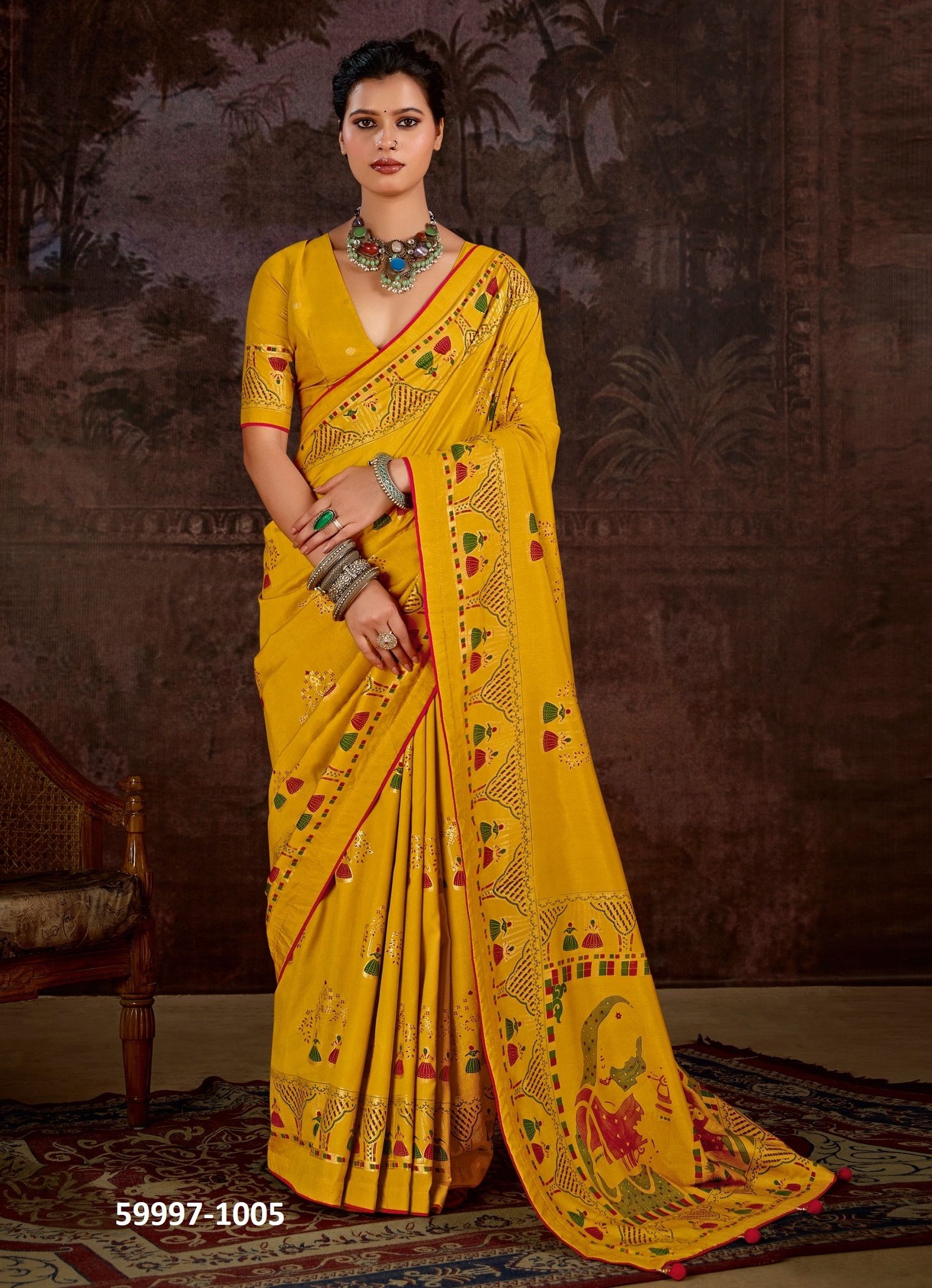 RAJWADI SILK - Catalog # 59997 (Set of 6 Sarees) by Brand SHUBH SHREE CREATIONS