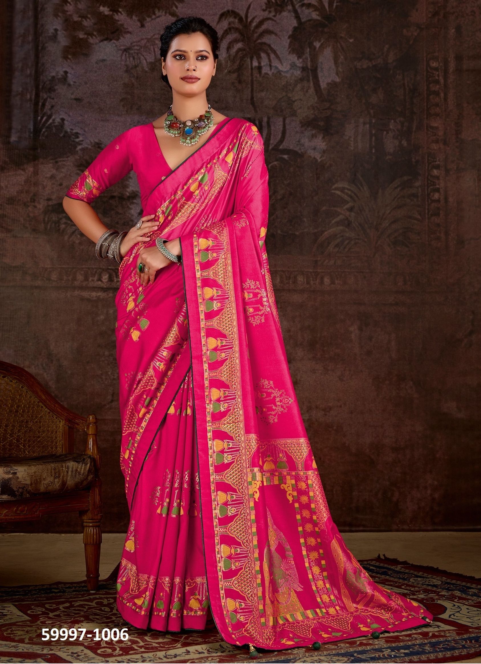 RAJWADI SILK - Catalog # 59997 (Set of 6 Sarees) by Brand SHUBH SHREE CREATIONS