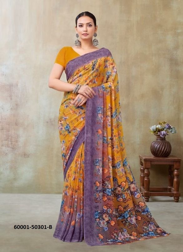 RAAGA GEORGETTE 21 - Catalog # 60001 (Set of 12 Sarees) by Brand RUCHI SAREES