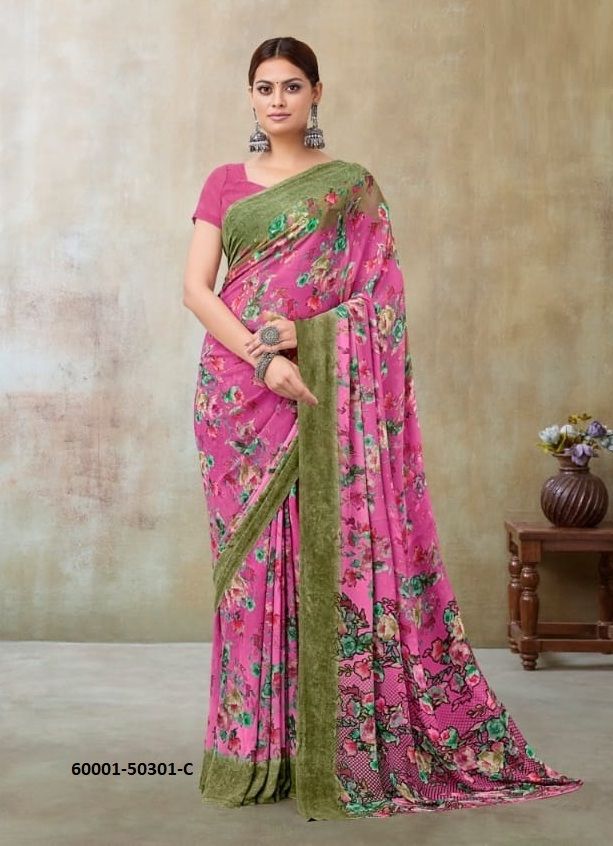 RAAGA GEORGETTE 21 - Catalog # 60001 (Set of 12 Sarees) by Brand RUCHI SAREES