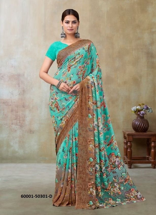 RAAGA GEORGETTE 21 - Catalog # 60001 (Set of 12 Sarees) by Brand RUCHI SAREES