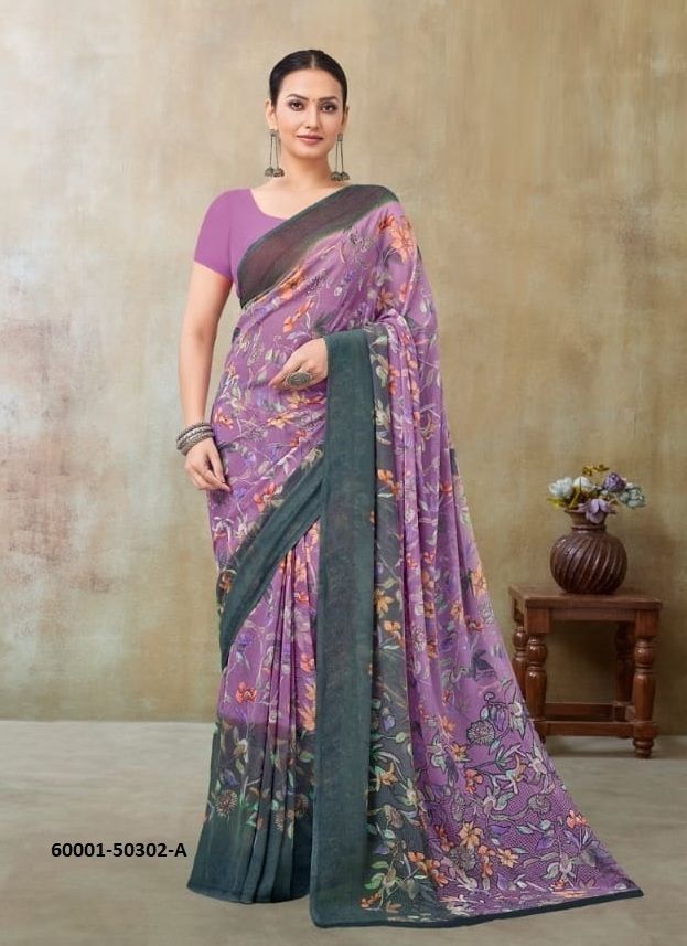 RAAGA GEORGETTE 21 - Catalog # 60001 (Set of 12 Sarees) by Brand RUCHI SAREES