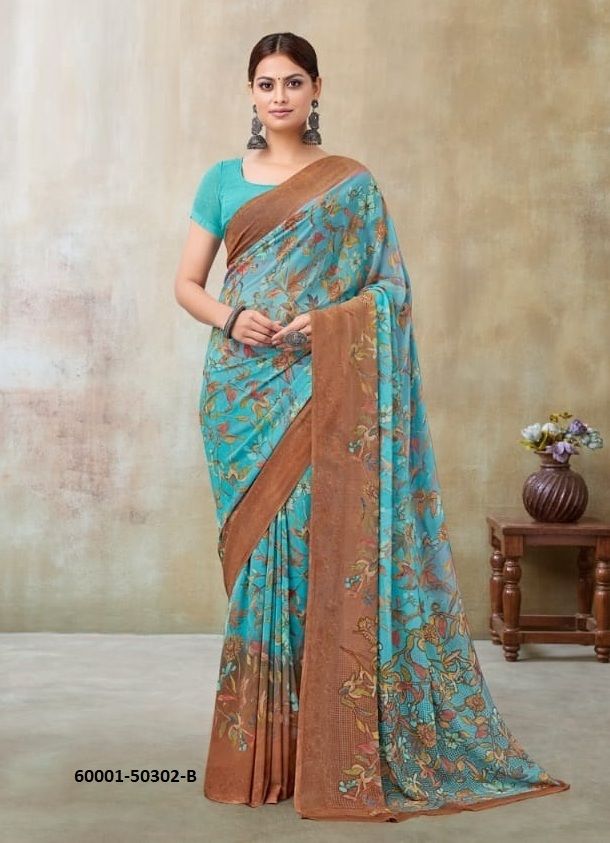 RAAGA GEORGETTE 21 - Catalog # 60001 (Set of 12 Sarees) by Brand RUCHI SAREES