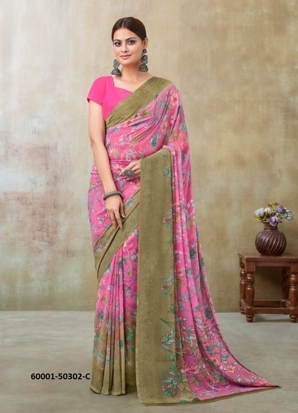 RAAGA GEORGETTE 21 - Catalog # 60001 (Set of 12 Sarees) by Brand RUCHI SAREES