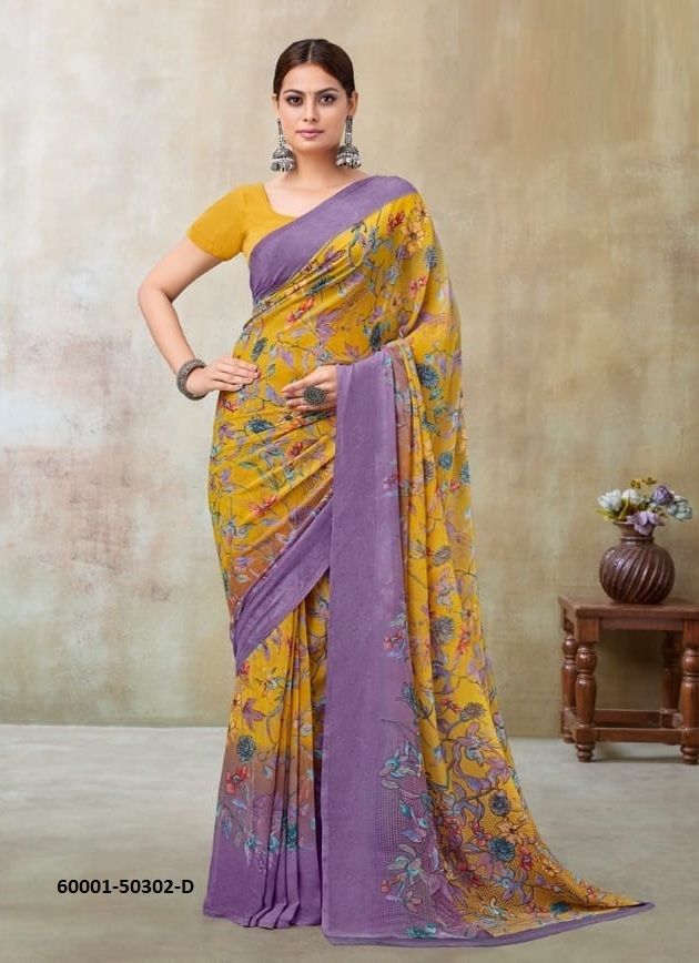 RAAGA GEORGETTE 21 - Catalog # 60001 (Set of 12 Sarees) by Brand RUCHI SAREES