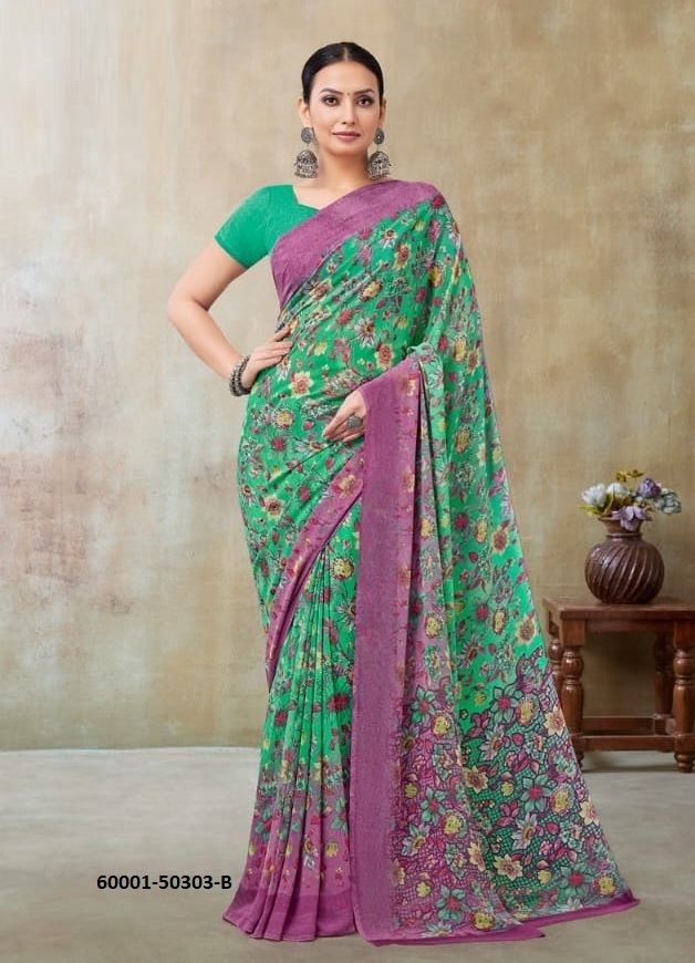RAAGA GEORGETTE 21 - Catalog # 60001 (Set of 12 Sarees) by Brand RUCHI SAREES