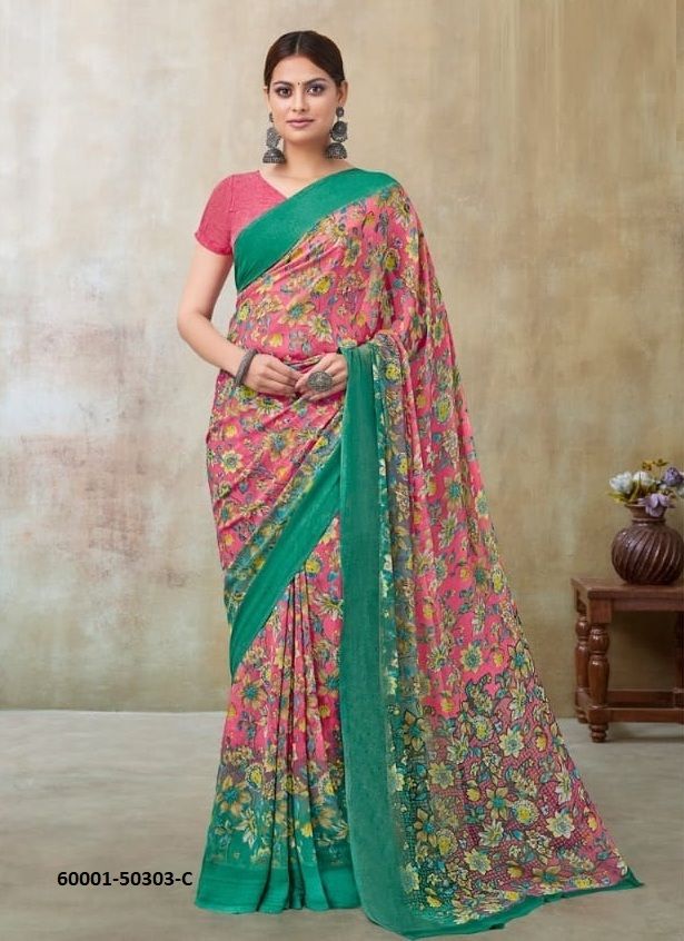 RAAGA GEORGETTE 21 - Catalog # 60001 (Set of 12 Sarees) by Brand RUCHI SAREES