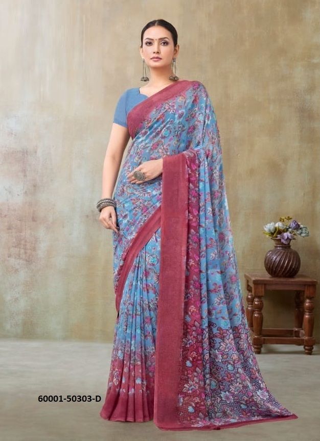 RAAGA GEORGETTE 21 - Catalog # 60001 (Set of 12 Sarees) by Brand RUCHI SAREES