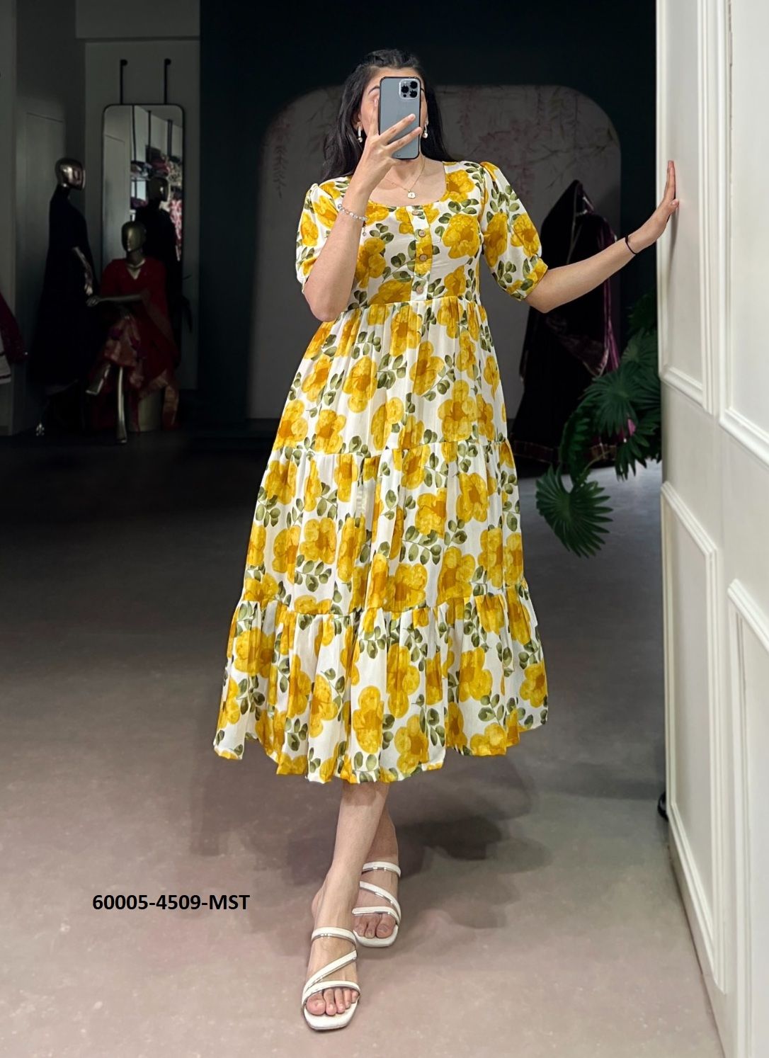 FROCK - MAXI - DRESS - Catalog # 60005 (Set of 4 Readymade Women's Kurtis / Tops) by Brand DESI MUSE FROCK - MAXI - DRESS - Catalog # 60005 (Set of 4 Readymade Women's Kurtis / Tops) by Brand DESI MUSE