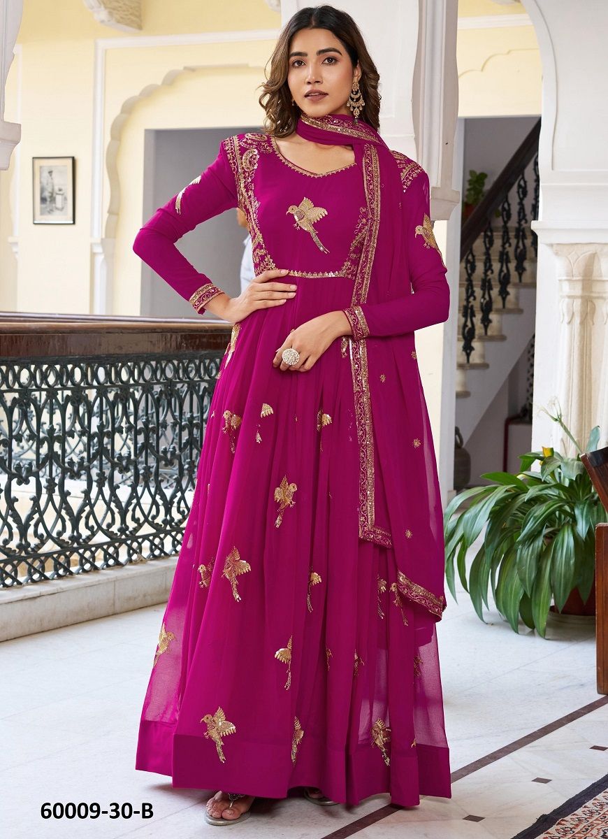 TEAL & WINE - Catalog # 60009 (Set of 2 Readymade Gowns) by Brand AABHARAN TEAL & WINE - Catalog # 60009 (Set of 2 Readymade Gowns) by Brand AABHARAN