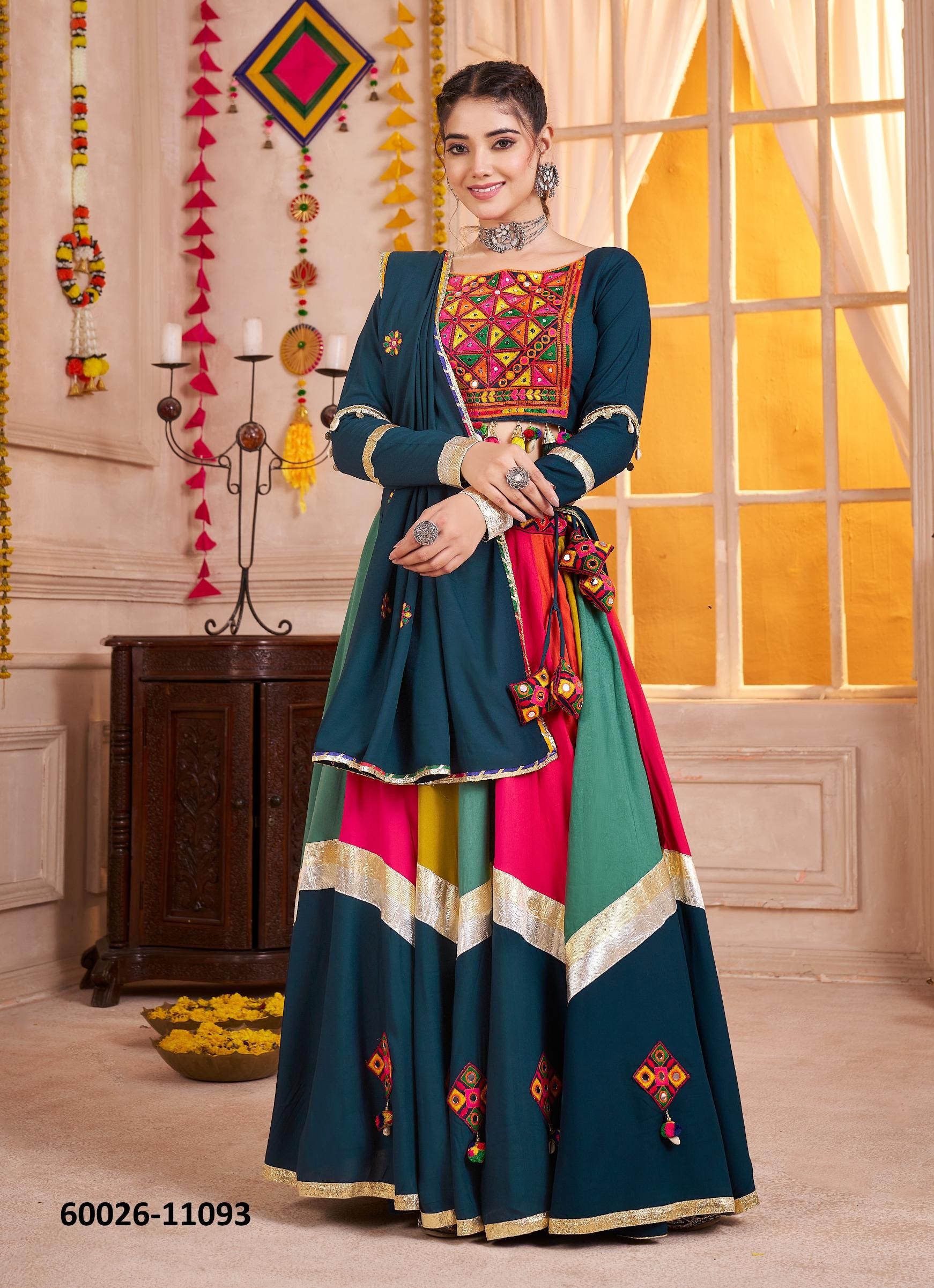 RAAS 28 - Catalog # 60026 (Set of 4 Readymade Lehengas) by Brand DESI MUSE RAAS 28 - Catalog # 60026 (Set of 4 Readymade Lehengas) by Brand DESI MUSE