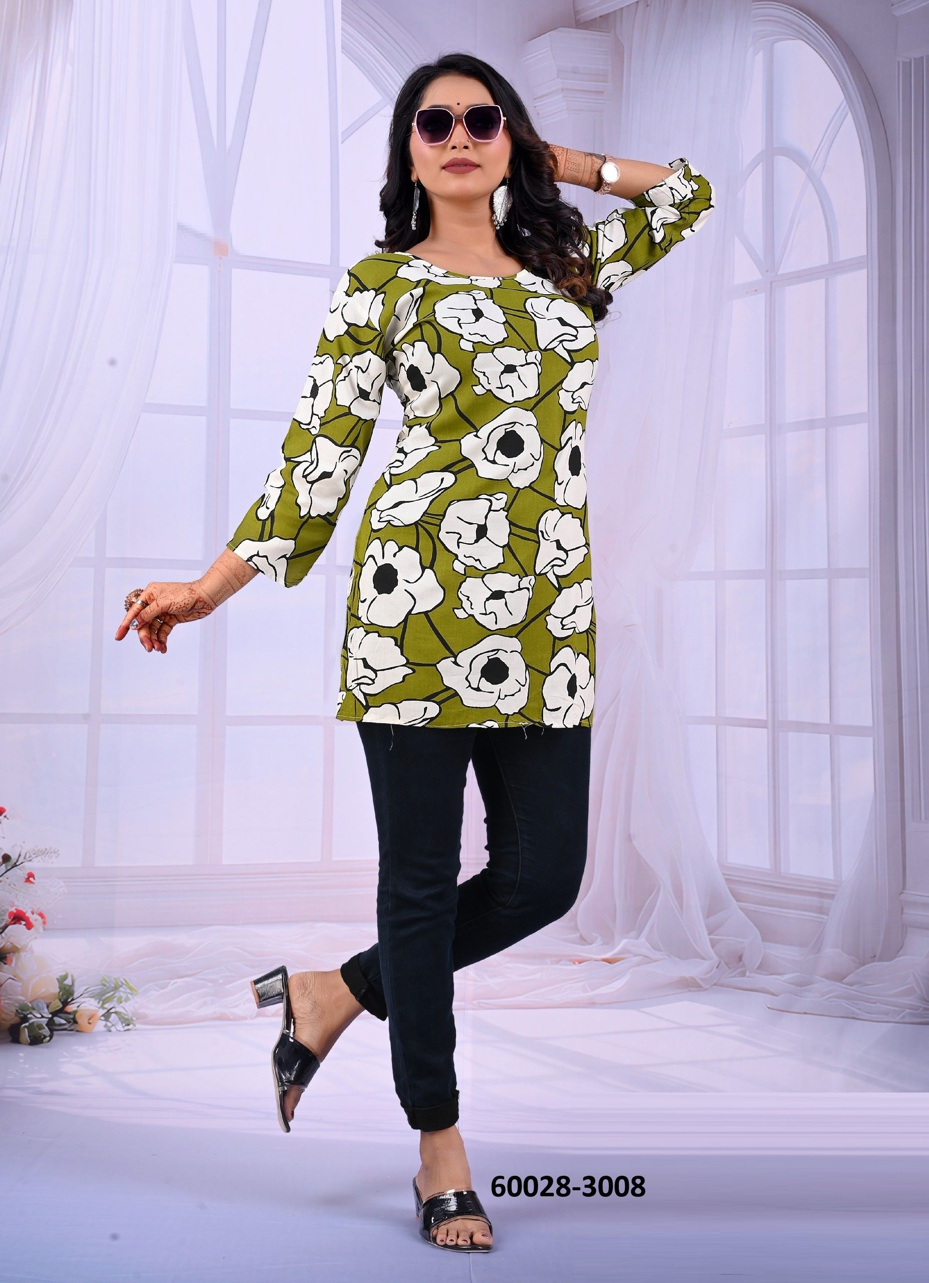DAIRY MILK 3 - Catalog # 60028 (Set of 8 Readymade Women's Kurtis / Tops) by Brand PADMAVATI TEXTILES