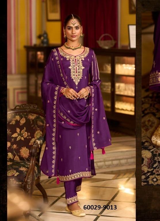 SAANJH - Catalog # 60029 (Set of 4 Readymade Salwar Suits) by Brand RANGOON