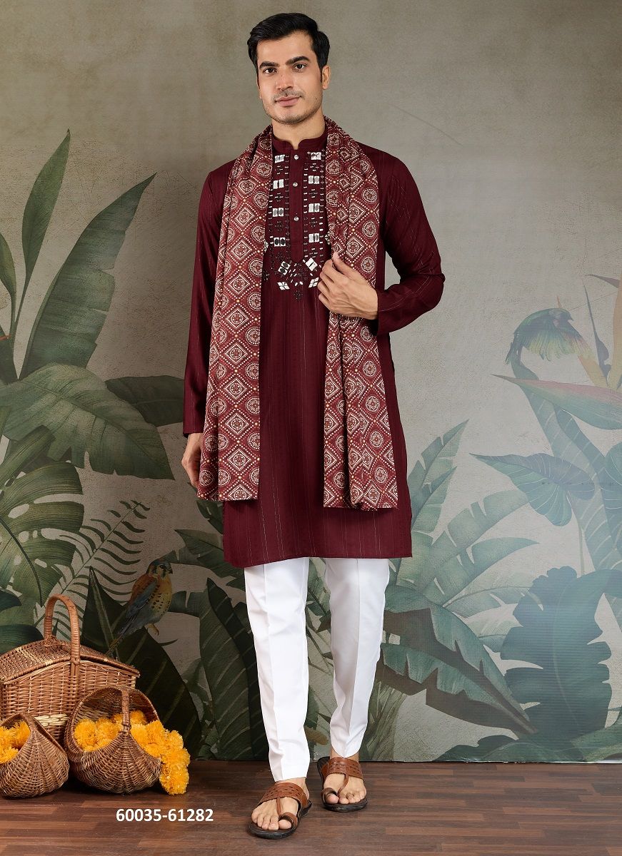 THE HERITAGE HUES - Catalog # 60035 (Set of 4 Men's Ethnic Wear) by Brand AABHARAN
