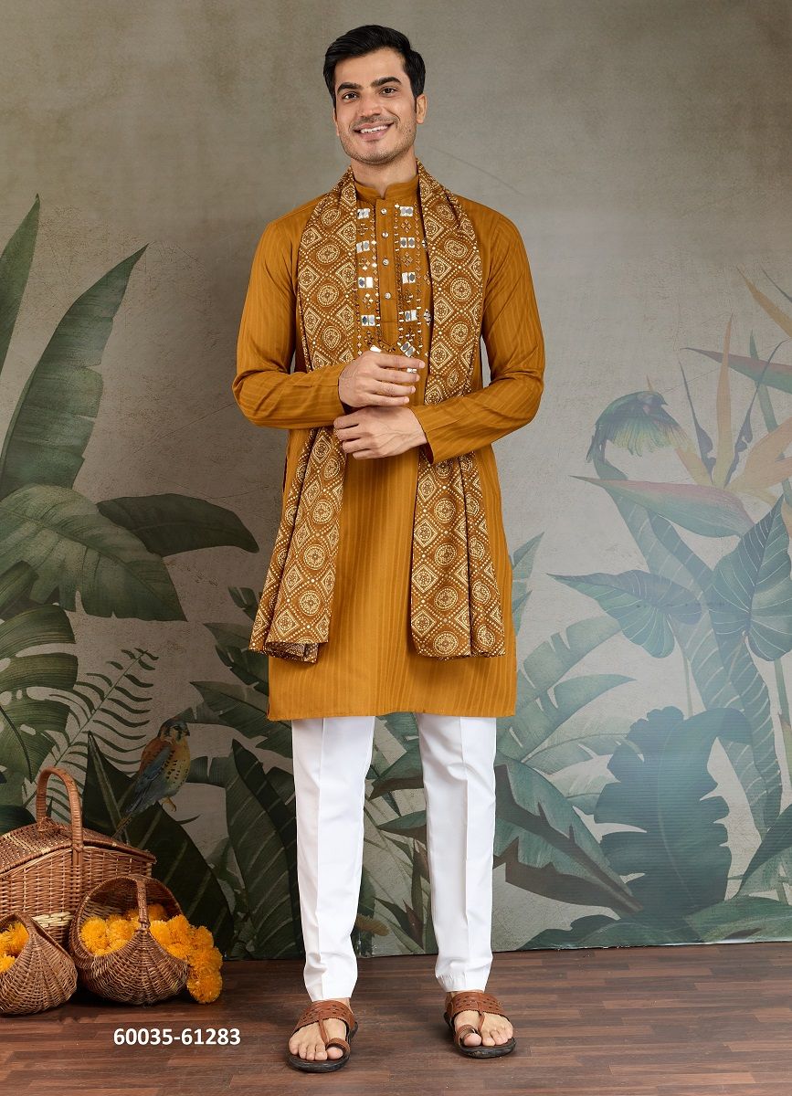 THE HERITAGE HUES - Catalog # 60035 (Set of 4 Men's Ethnic Wear) by Brand AABHARAN