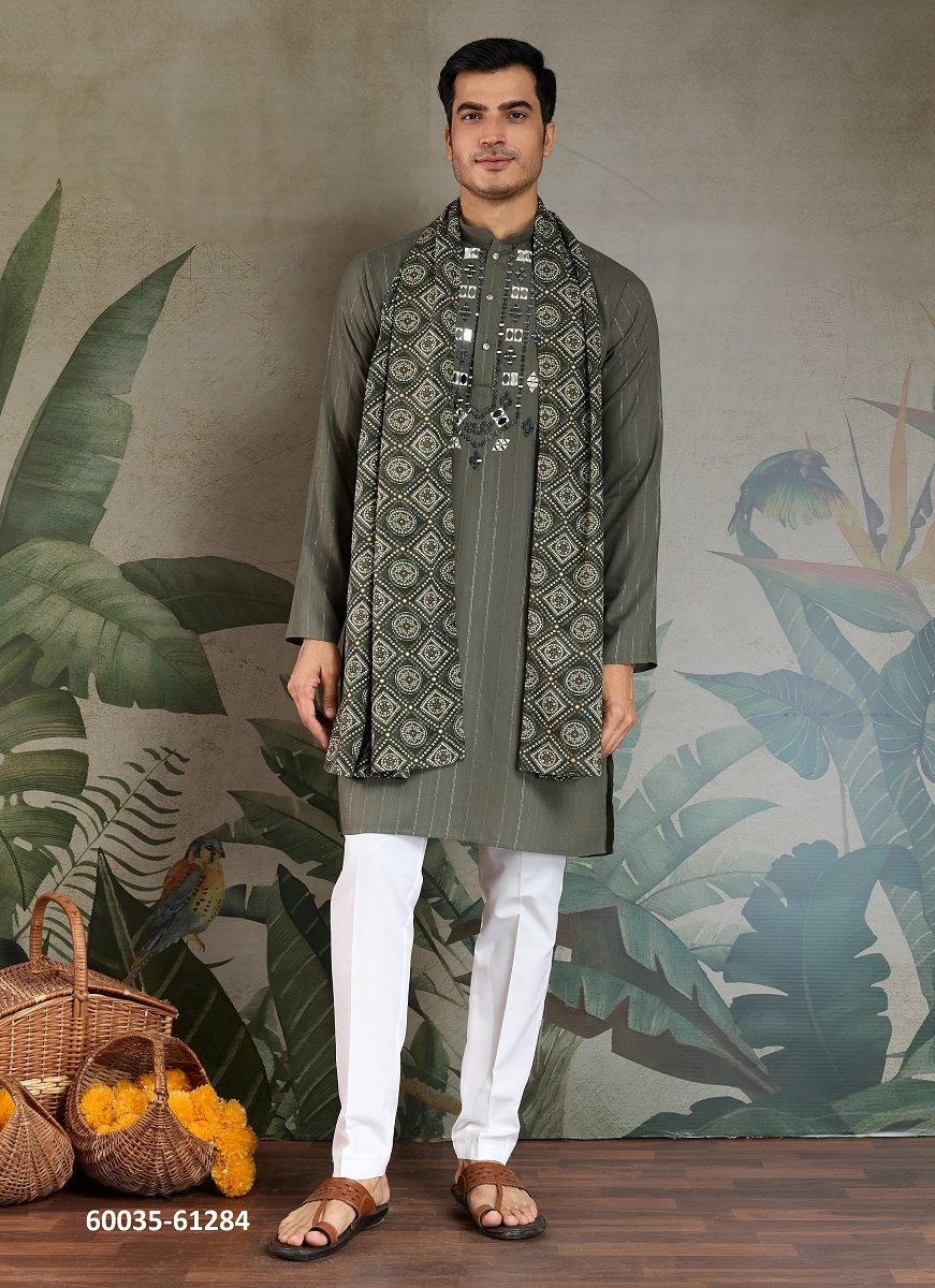 THE HERITAGE HUES - Catalog # 60035 (Set of 4 Men's Ethnic Wear) by Brand AABHARAN
