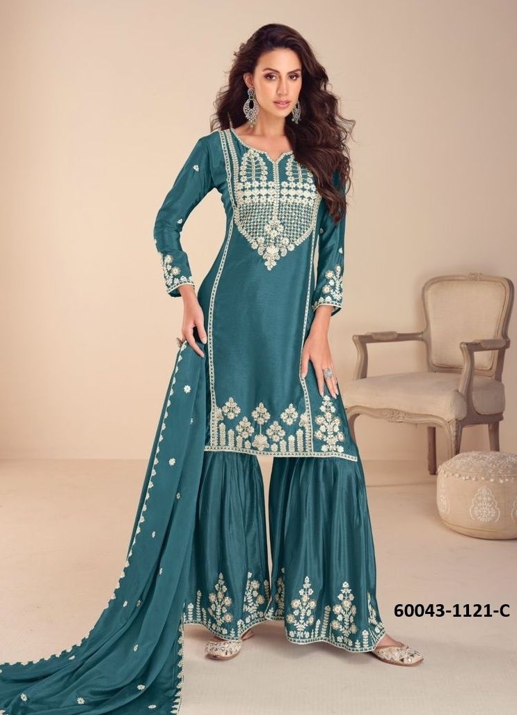 MEHFIL - Catalog # 60043 (Set of 4 Readymade Salwar Suits) by Brand RASALIKA