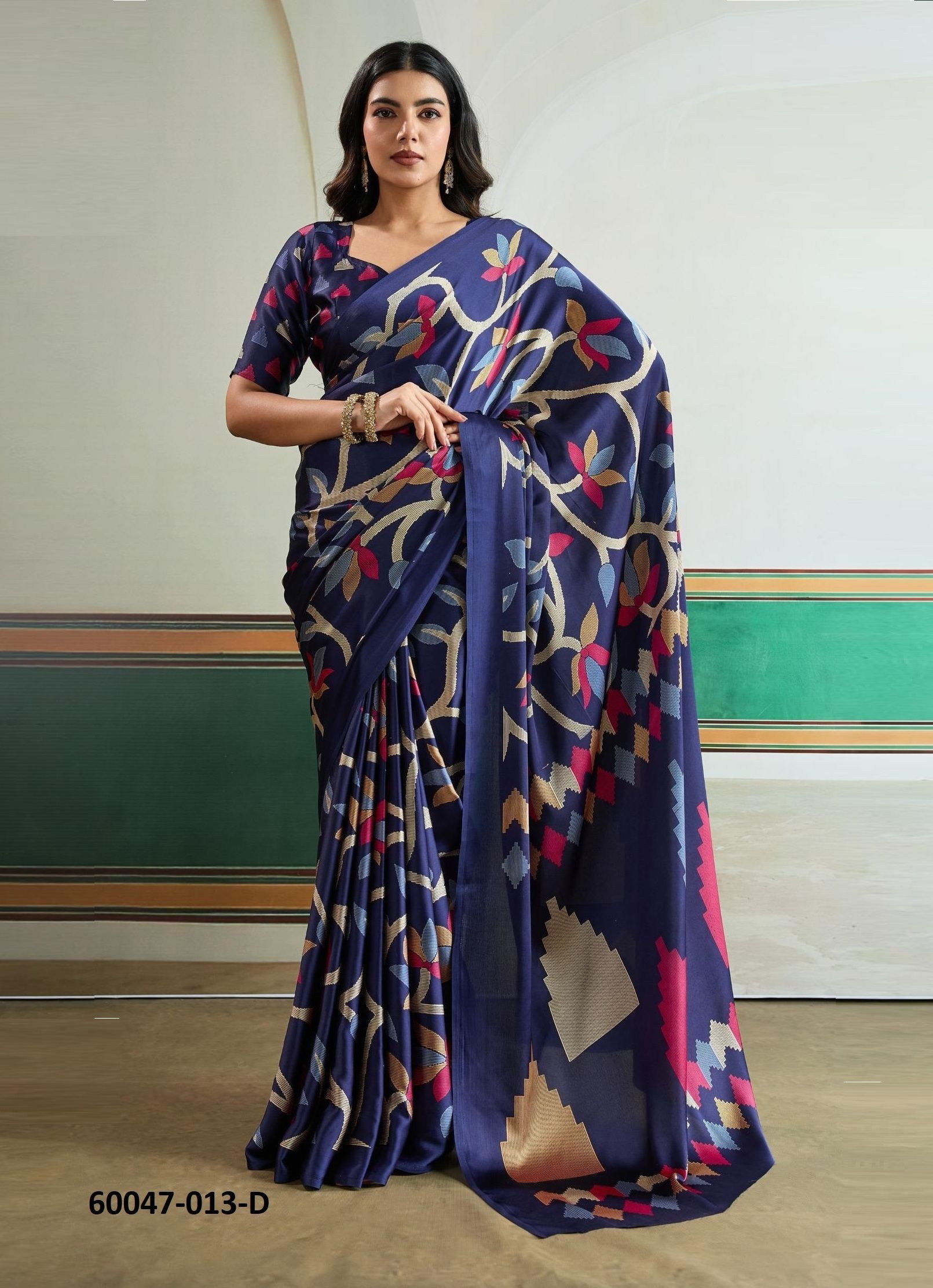 PURE AJRAKH PRINT 13 - Catalog # 60047 (Set of 6 Sarees) by Brand RAJTEX FABRICS