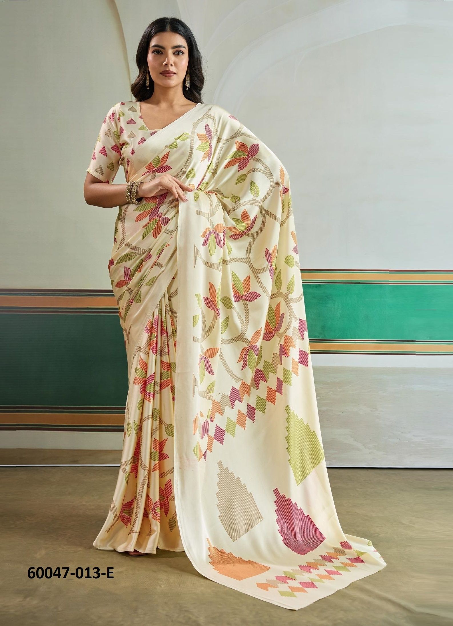PURE AJRAKH PRINT 13 - Catalog # 60047 (Set of 6 Sarees) by Brand RAJTEX FABRICS