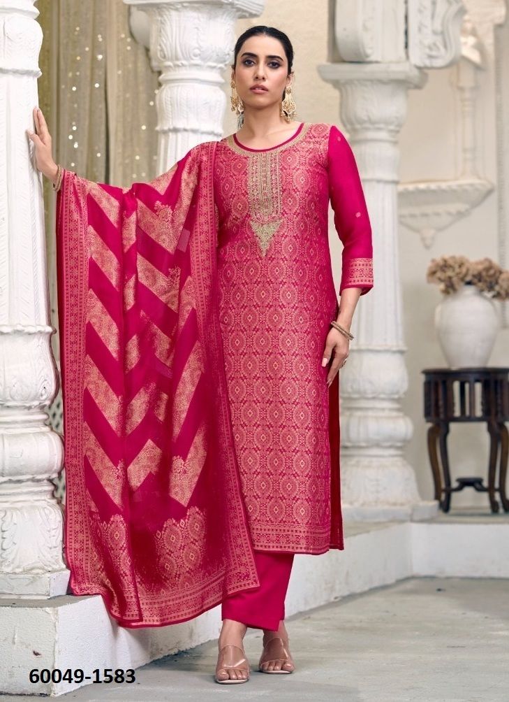 LEKHA - Catalog # 60049 (Set of 4 Semi-Stitched / Un-Stitched Suits) by Brand FOUR DOTS