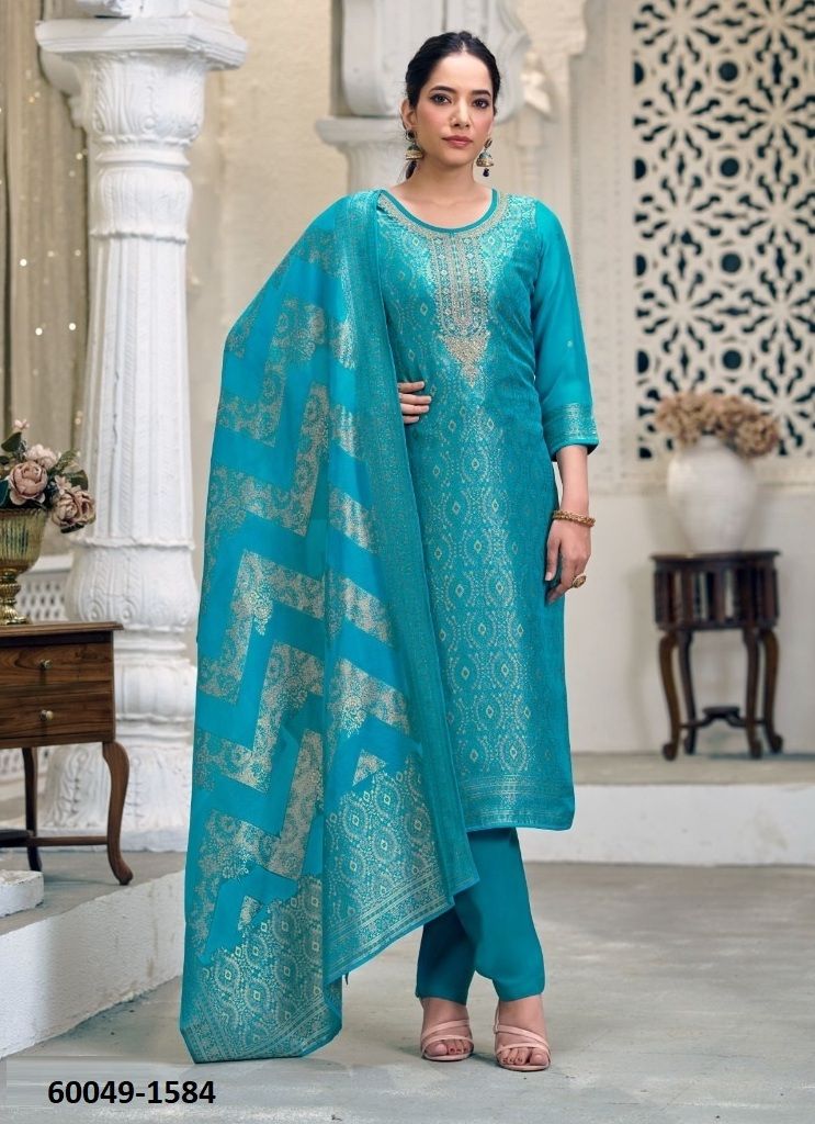 LEKHA - Catalog # 60049 (Set of 4 Semi-Stitched / Un-Stitched Suits) by Brand FOUR DOTS