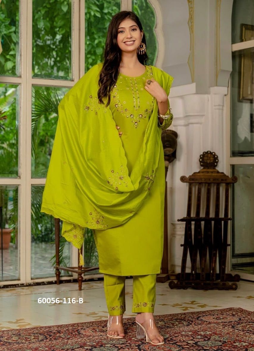 SILK THREADS - Catalog # 60056 (Set of 3 Readymade Salwar Suits) by Brand SERENGETI