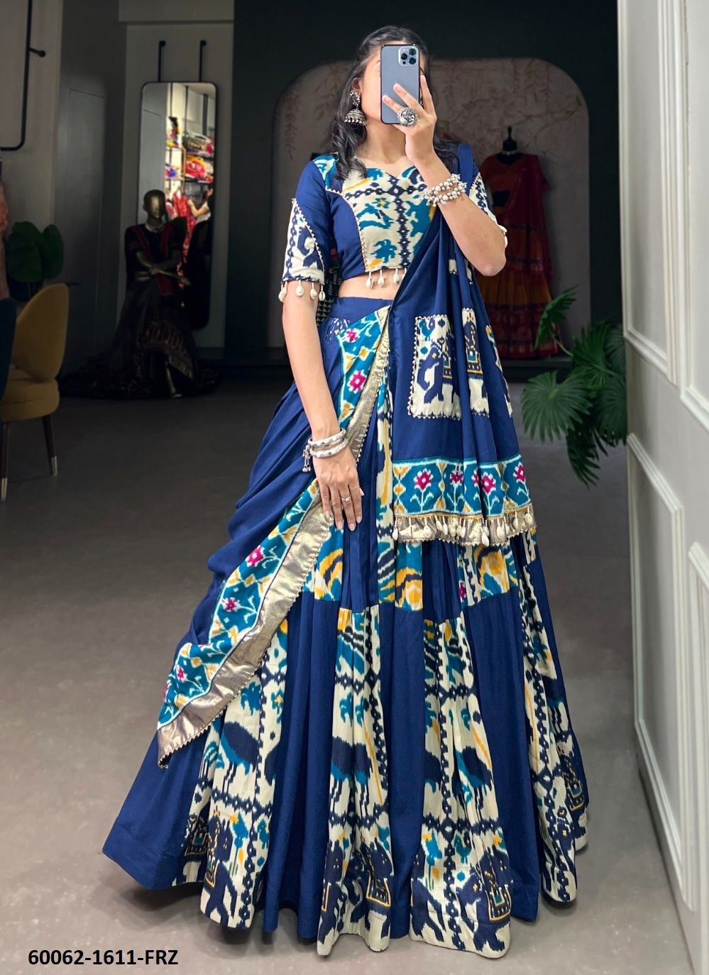 PATOLA FESTIVE PRINTS - Catalog # 60062 (Set of 4 Semi-Stitched Lehengas) by Brand DESI MUSE PATOLA FESTIVE PRINTS - Catalog # 60062 (Set of 4 Semi-Stitched Lehengas) by Brand DESI MUSE