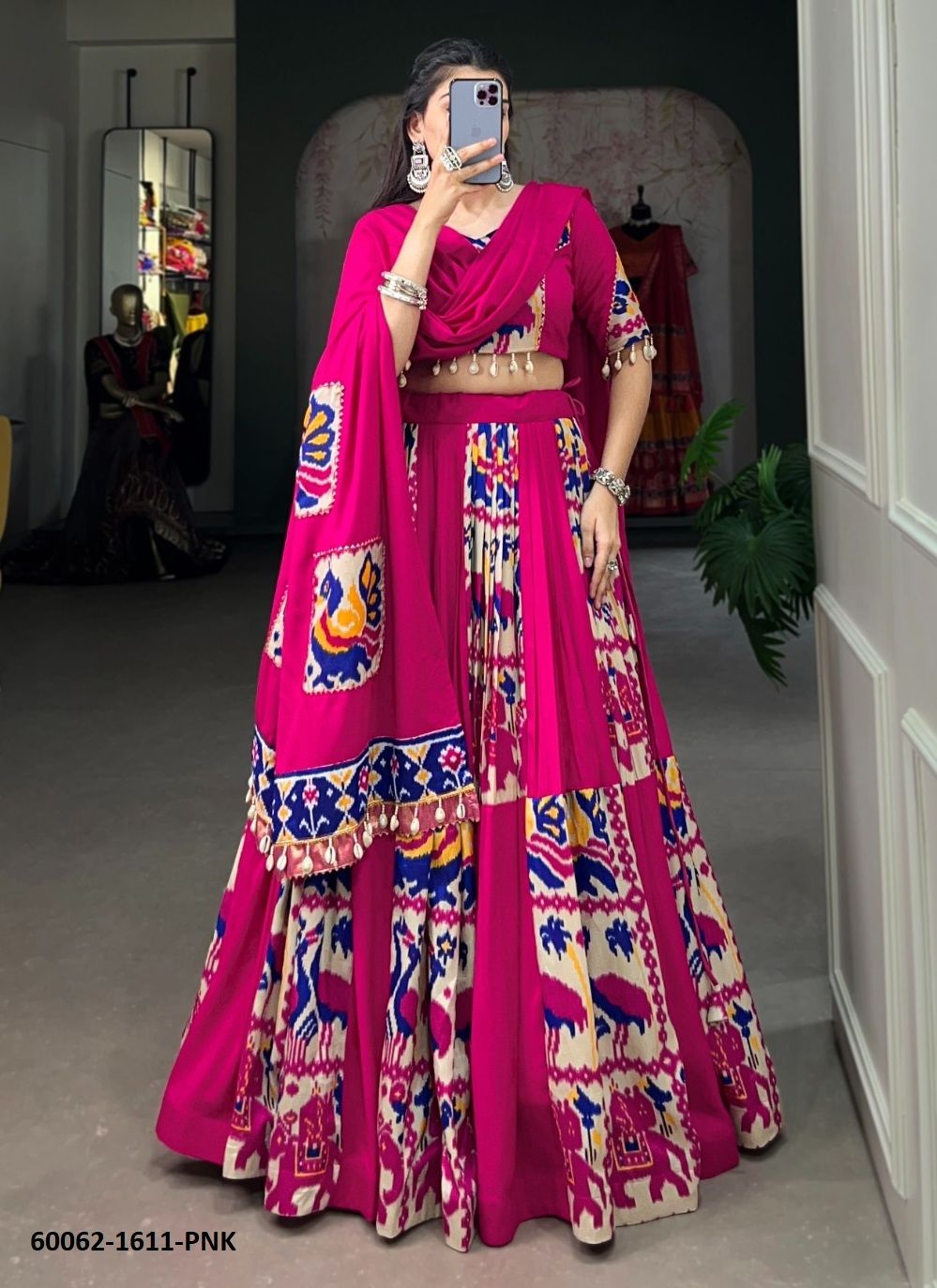 PATOLA FESTIVE PRINTS - Catalog # 60062 (Set of 4 Semi-Stitched Lehengas) by Brand DESI MUSE PATOLA FESTIVE PRINTS - Catalog # 60062 (Set of 4 Semi-Stitched Lehengas) by Brand DESI MUSE
