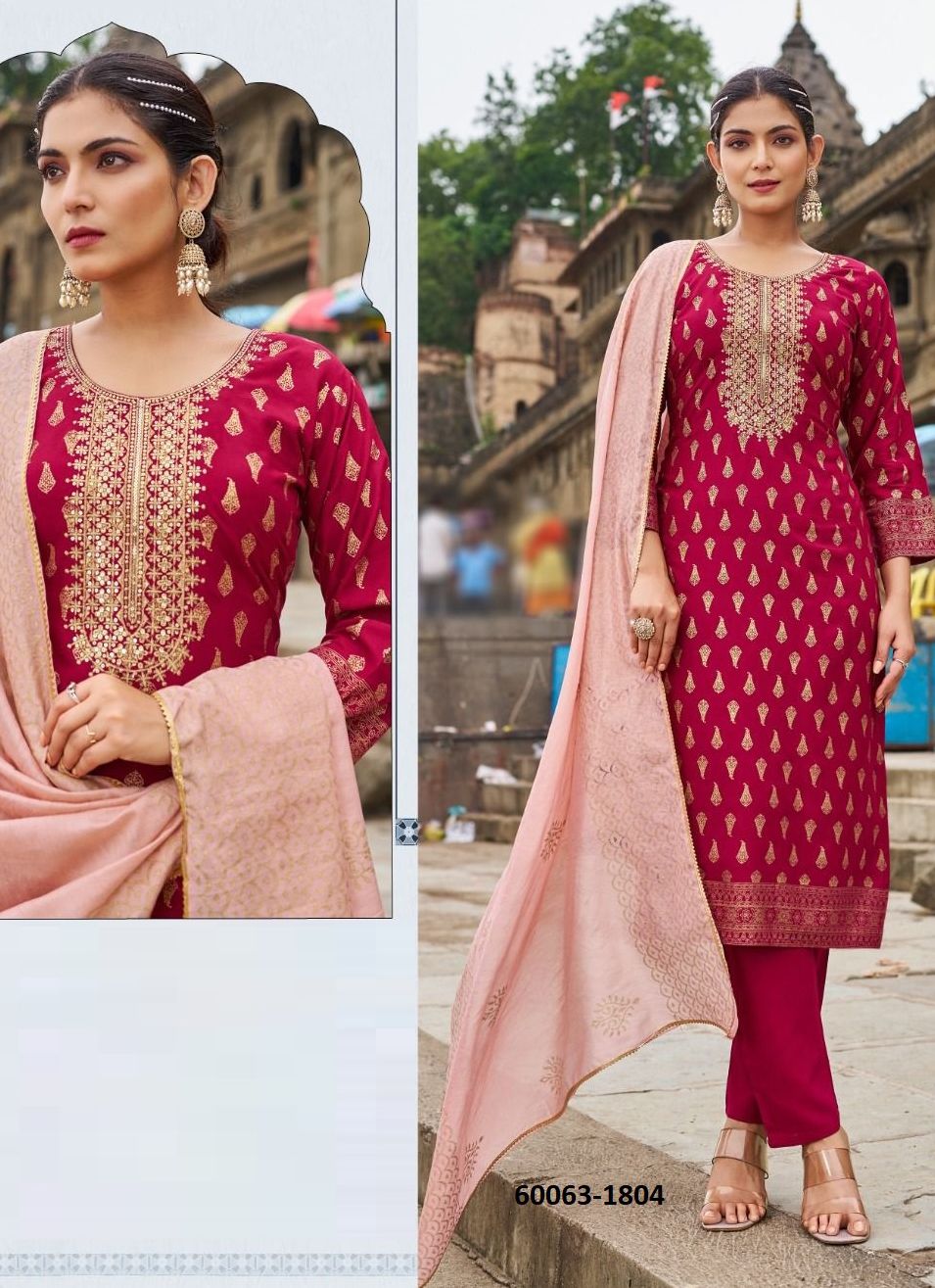 ROYAL TOUCH 18 - Catalog # 60063 (Set of 6 Readymade Salwar Suits) by Brand BLUE HILLS
