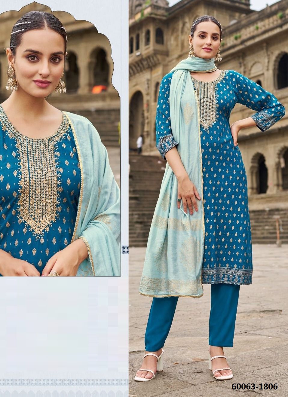 ROYAL TOUCH 18 - Catalog # 60063 (Set of 6 Readymade Salwar Suits) by Brand BLUE HILLS