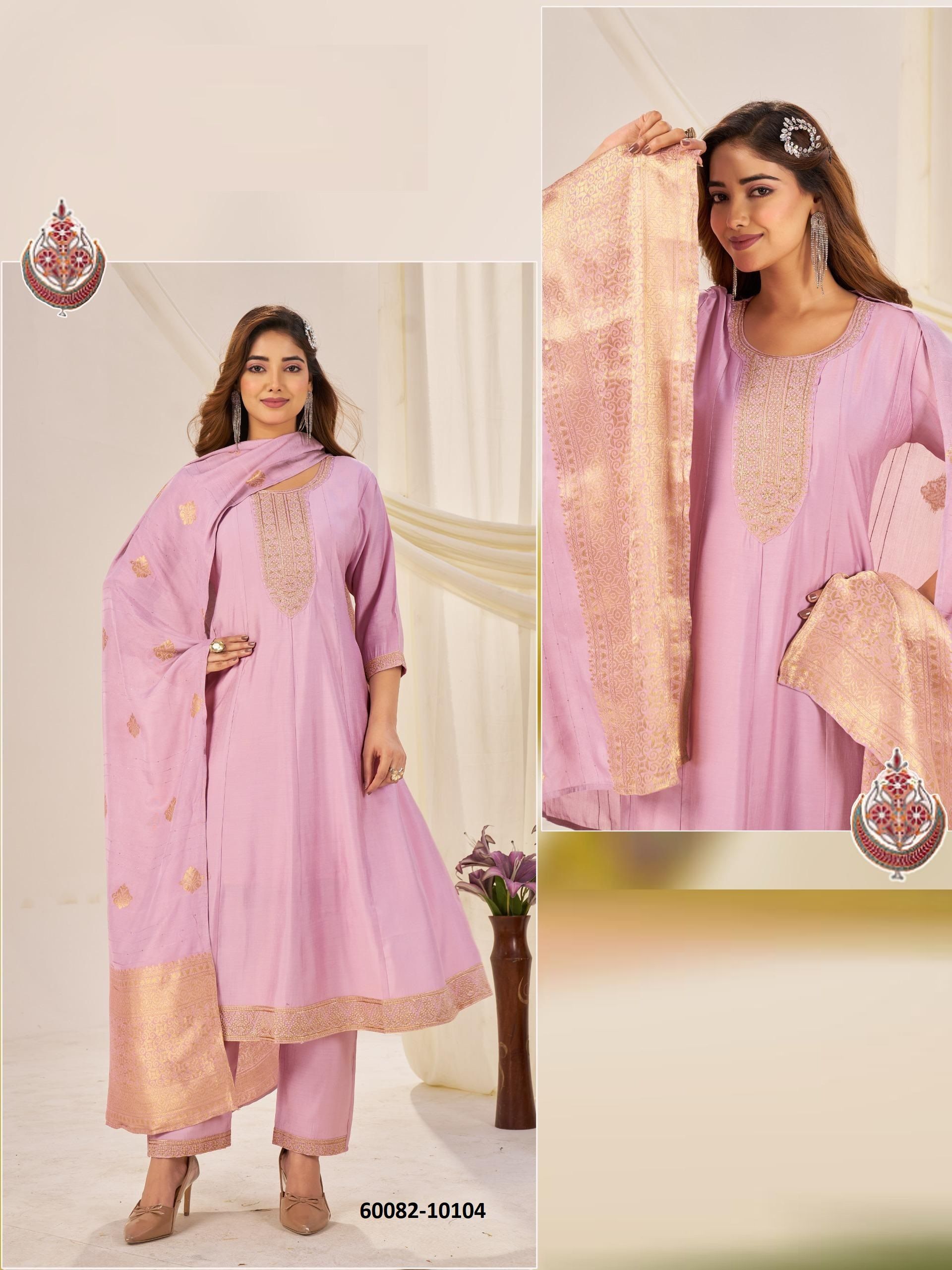 TAJ MAHAL 10 - Catalog # 60082 (Set of 6 Readymade Salwar Suits) by Brand BLUE HILLS